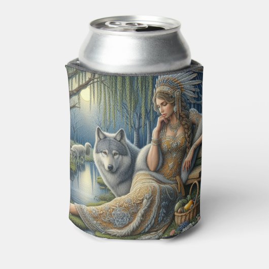 神秘的な森の中の月に照らされた魅力溢れる街 缶クーラー (缶裏面)