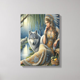 神秘的な森の中の月に輝く魔法12x16 キャンバスプリント