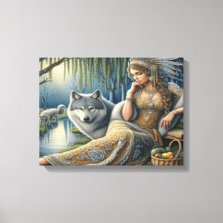 神秘的な森の中の月光の魅惑16x12 キャンバスプリント