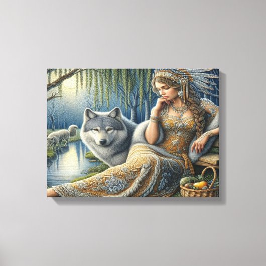 神秘的な森の中の月光の魅惑16x12 キャンバスプリント (正面)