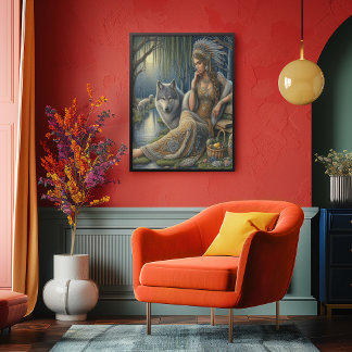 神秘的な森の中の月光の魅惑16x20 キャンバスプリント