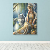 神秘的な森の中の月光の魅惑18x24 キャンバスプリント (インサイチュ (ウッドフロア))