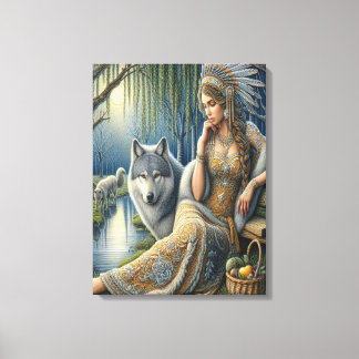 神秘的な森の中の月光の魅惑18x24 キャンバスプリント