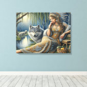 神秘的な森の中の月光の魅惑24x18 キャンバスプリント (インサイチュ (ウッドフロア))