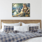 神秘的な森の中の月光の魅惑24x18 キャンバスプリント (インサイチュ (寝室))