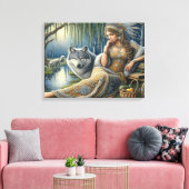 神秘的な森の中の月光の魅惑24x18 キャンバスプリント (インサイチュ (リビング))