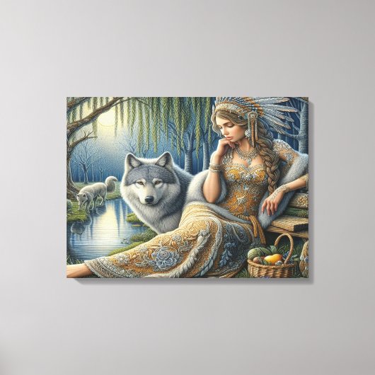 神秘的な森の中の月光の魅惑24x18 キャンバスプリント (正面)