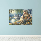 神秘的な森の中の月光の魅惑36x24 キャンバスプリント (インサイチュ (ウッドフロア))