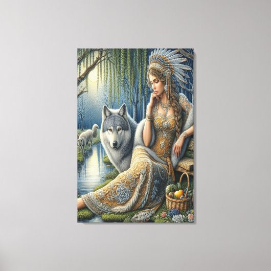 神秘的な森の月の魅力満点24x36 キャンバスプリント (正面)