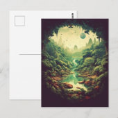 神秘的な森の洞窟 ポストカード (正面/裏面)