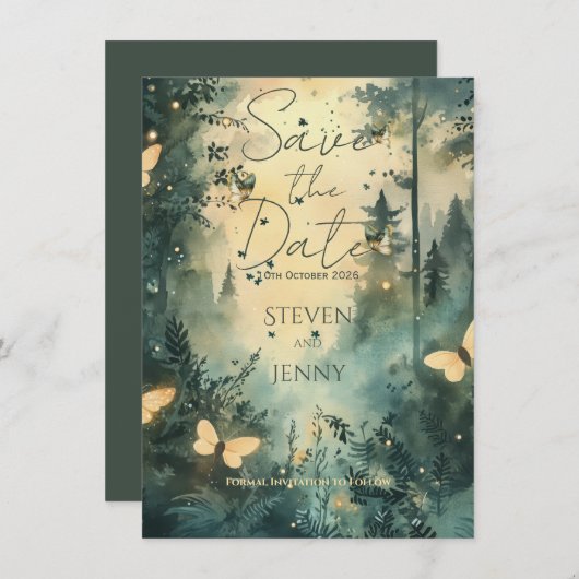 神秘的な森の結婚式のご案内 招待状 (正面/裏面)