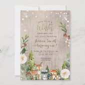 神秘的な森オ素朴ネダーランド1歳の誕生日 招待状 (正面)