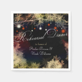 神秘的な森ボホ結婚のリハーサルディナー スタンダードカクテルナプキン