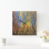 神秘的な森林時計 スクエア壁時計 (ホーム)