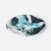 神秘的な水の色の蝶誕生日 ペーパープレート (アングル)