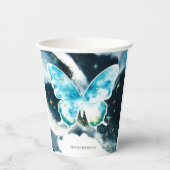 神秘的な水の色の蝶誕生日 紙コップ (正面)