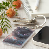 神秘的な水の色ブラックキャット |かわいい猫 キーホルダー (正面右)