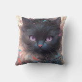 神秘的な水の色ブラックキャット |かわいい猫 クッション (裏面)