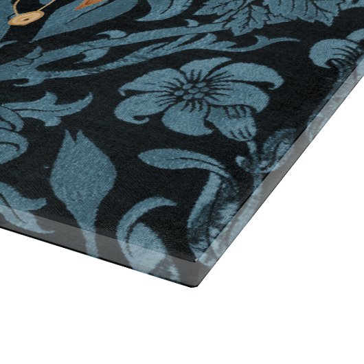 神秘的な水の色ブルーと金ゴールドナイトモス カッティングボード (角)