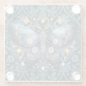 神秘的な水の色ブルーと金ゴールドナイトモス ガラスコースター (裏面)