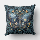 神秘的な水の色ブルーと金ゴールドナイトモス クッション (裏面)