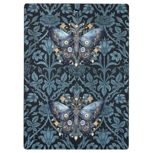 神秘的な水の色ブルーと金ゴールドナイトモス クリップボード (裏面)