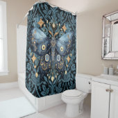 神秘的な水の色ブルーと金ゴールドナイトモス シャワーカーテン (インサイチュ)