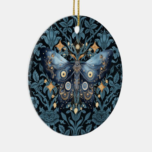 神秘的な水の色ブルーと金ゴールドナイトモス セラミックオーナメント (右)