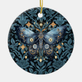 神秘的な水の色ブルーと金ゴールドナイトモス セラミックオーナメント (正面)
