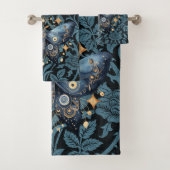 神秘的な水の色ブルーと金ゴールドナイトモス バスタオルセット (インサイチュ)