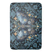 神秘的な水の色ブルーと金ゴールドナイトモス バスマット (正面縦)