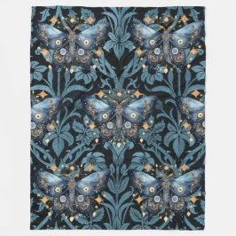 神秘的な水の色ブルーと金ゴールドナイトモス フリースブランケット