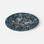 神秘的な水の色ブルーと金ゴールドナイトモス ペーパープレート (アングル)
