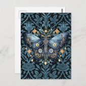 神秘的な水の色ブルーと金ゴールドナイトモス ポストカード (正面/裏面)