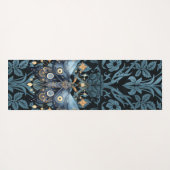 神秘的な水の色ブルーと金ゴールドナイトモス ヨガマット (裏面(横))