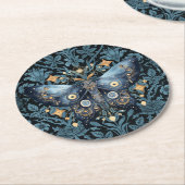 神秘的な水の色ブルーと金ゴールドナイトモス ラウンドペーパーコースター (アングル)