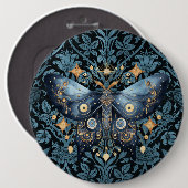 神秘的な水の色ブルーと金ゴールドナイトモス 缶バッジ (正面&裏面)