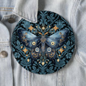 神秘的な水の色ブルーと金ゴールドナイトモス 缶バッジ (インサイチュ)