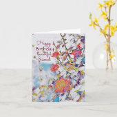 神秘的な水彩画のバラのバースデー・カード カード (黄色い花)