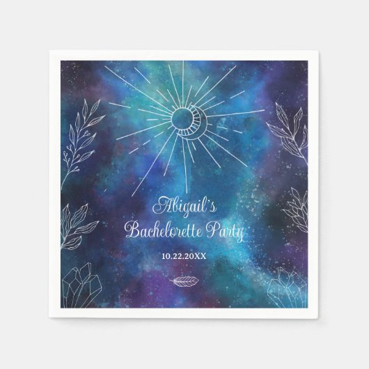 神秘的な水彩画のブライズメイドパーティー スタンダードカクテルナプキン (正面)