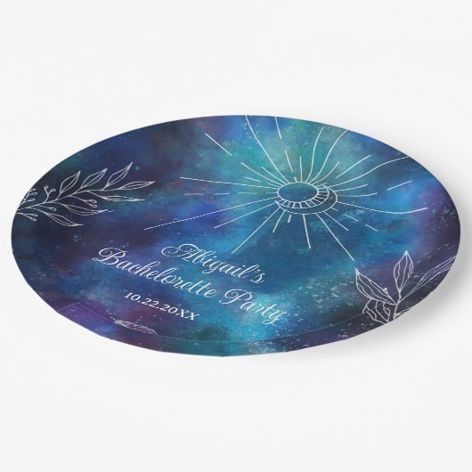 神秘的な水彩画の独身最後の夜 ペーパープレート (アングル)