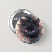 神秘的な水彩画の黒猫 | かわいい猫 缶バッジ (正面&裏面)