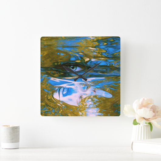 神秘的な水 スクエア壁時計 (ホーム)