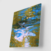 神秘的な水 スクエア壁時計 (傾斜)