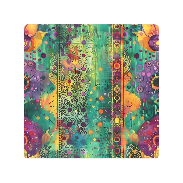 神秘的な流れ – サイケデリック抽象芸術・エナジー・アート メタルプリント (正面)