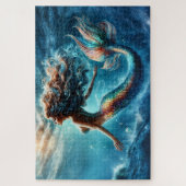 神秘的な海マーメイドサイレンのカラフルテールアート ジグソーパズル (縦)