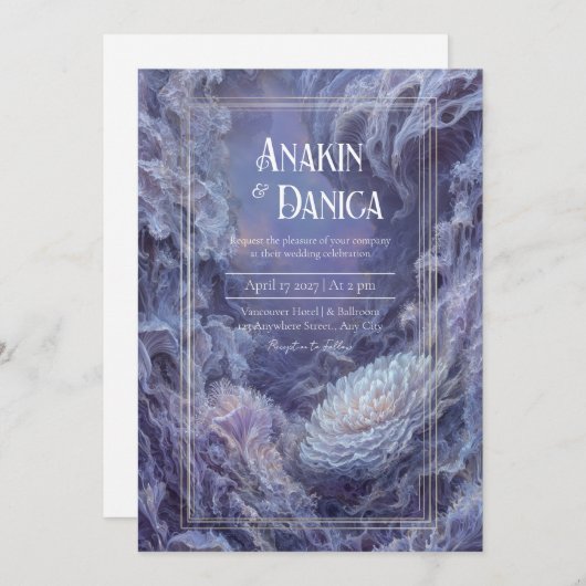 神秘的な海底ファンタジー結婚式招待状 招待状 (正面/裏面)