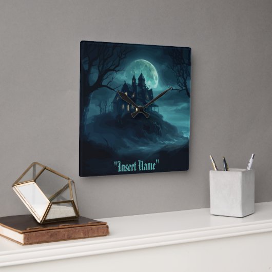 神秘的な海辺の場所 スクエア壁時計 (オフィス)