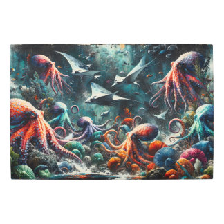 神秘的な深さ:オセアニック・バルのオクトプス&マンタ メタルプリント