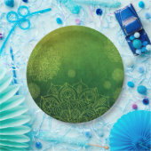 神秘的な深緑色の曼荼羅のパーティーの紙皿 ペーパープレート (パーティー)